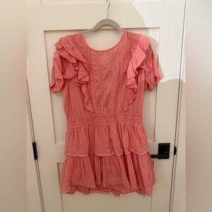 LoveShackFancy Pink Flutter Sleeve Mini Dress